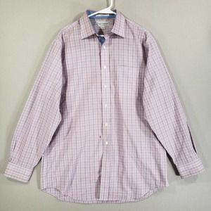 Paul Fredrick Shirt Mens 16.5 35 Plaid Long Sleeve Button Up Two Ply